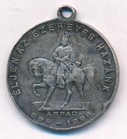 1896. "Éljen az ezer éves Hazánk Árpád 896-1896 / Isten áld meg a magyart" jelzetlen Ag medál (6,19g/23mm) T:2 ph.