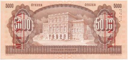 1990. 5000Ft "H 00000426" sorszámmal, piros "MINTA" felülnyomással és perforáció...