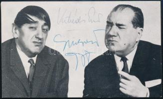 Kibédi Ervin (1924-1997) és Hlatky László (1911-1982) színészek (Hacsek és Sajó), aláírt fotó, 13,5x8 cm