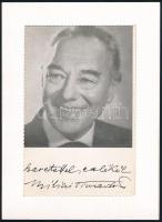 Bilicsi Tivadar (1901-1981) színész autográf dedikációja őt ábrázoló fotón, paszpartuban, 14x9,5 cm