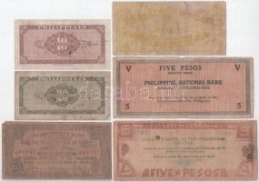 Fülöp-szigetek 1941-1953. 10c-5P (6xklf) T:III,III- közte folt, szakadás, tűzőgép lyukak, kis firka
...