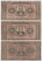 Görögország 1928. 50D (3x) + 100D (6x) T:III,III- folt, szakadás, kis ly. Greece 1928. 50 Drachmai (3x) + 100 Drachmai (6x) C:F,VG spotted, tears, small hole Krause P#97-98