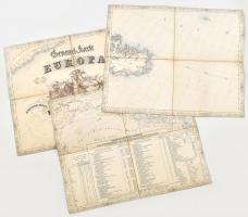 Joseph Scheda: General-karte von Europa. Wien, 1845-1847., K. K. Militärisch Geographischen Institute, vászonra kasírozva, 3 (I., II., XXV.) t. Nem a teljes térkép-album, csak 3 tábla.