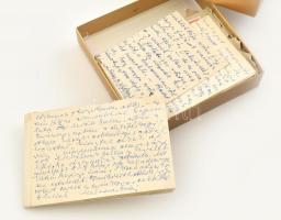 cca 1960-1970 Mécs László (1895-1978) premontrei szerzetes, költő levelezése: saját kezűleg megírt levelek, képeslapok, postai borítékok, összesen kb. 54 db