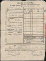 cca 1952-1954 7 db papírrégiség (cséplési eredménylap, cukorjegy, sóutalvány, stb.)