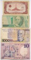 4db-os vegyes külföldi bankjegy tétel, közte Brazília, Izrael, Vietnám T:III folt, kis szakadás 4pcs of mixed foreign banknote lot, in it Brazil, Israel, Vietnam C:F spotted, small tear