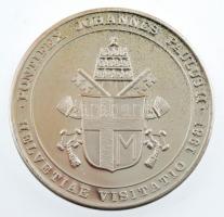 Vatikán 1981. "II. János Pál pápa svájci látogatása" kétoldalas, ezüstözött fém emlékérem, eredeti, sérült dobozban (40mm) T:1- (eredetileg PP) Vatican 1981. "Pope John Paul II visiting Switzerland" two-sided, silvered metal medallion, in original but damaged case (40mm) C:AU (originally PP)