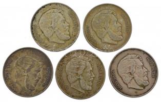 1947. 5Ft Ag "Kossuth" (5x) T:2-,3 patina 
Adamo F8.1