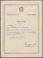 1949-1955 Bp., 7 db igazolás békekölcsön jegyzéséről (az elsőtől a hatodikig) + egy 5 éves tervkölcs...