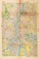 1944 Stoits György: Mere menjek? Budapest közlekedési térképe teljes utcajegyzékkel, foltos, szakadt állapotban, ragasztott, 65x48 cm