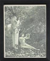 Furulyázó női akt. Ofszet, keretezve. cca 1940, 18x24 cm