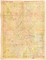 1949 Budapest legújabb térképe, utcajegyzékkel, hajtva, szakadásokkal, 61x46,5 cm