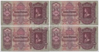 1930. 100P (4x) "E 976 065180-065183" sorszámkövetők T:III közte szép papír Adamo P17