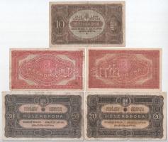 1920-1923. 20f-100K (9db/8xklf) közte 1920. 1K és 2K "2ab004 * 507169" csillagos sorszám T...