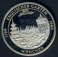 NSZK 1989. "200 éves a Müncheni Angol Kert" Ag 20g T:PP