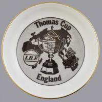 Royal Doulton I.B.F. Thomas Cup England emléktányér, matricás, jelzett, hibátlan, d: 11 cm