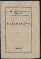 1969-1981 Sportlétesítmények Vállalat igazolványa a római part Béke csónakházába, szkiff csónakhoz