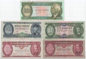 Vegyes 9db-os forint bankjegy tétel, közte 1969. 10Ft A 687 051180 T:I-III-