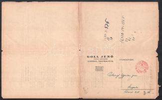 1940 Újpest, Goll Jenő okl. gépészmérnök, városi főmérnök reklámnyomtatványa rajztáblára szerelhető ...