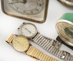 Vegyes óra tétel, 10 db, különféle méretben, változó állapotban, nagyrészt hibákkal, kopás és rozsda...