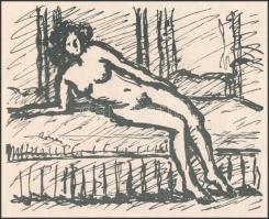 Rippl-Rónai József (1861-1927): Akt. Cinkográfia 1913, papír, jelzett a cinkográfián, lapméret 26×35...