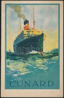 cca 1930 Cunard RMS. Tuscania utaslista 8p + képeslap a hajóról