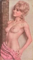 Miss August, retro Playboy pin-up kép kartonon, kisebb kopásnyomokkal, 49x27 cm