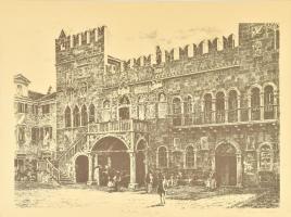 Olvashatatlan jelzéssel: Olaszországi palota. Linómetszet, papír, 50x37 cm
