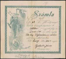 1914 Csurgó, díszes fejléces kéményseprő számla a Református Főgimnázium részére