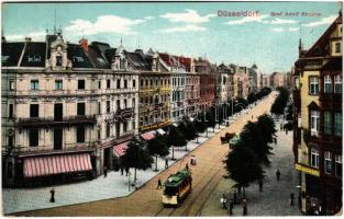 1913 Düsseldorf, Graf Adolf Strasse / street, tram, cigarre shop