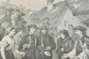 Barabás Miklós (1810-1898) festménye után, Charpentier A. kőrajza: A meny megérkezése (A Pesti Műegy...