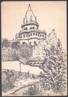 Vegyes grafikai tétel 17 db karikatúrák, tájképek stb. több kéztől