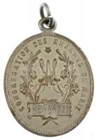 ~1900. Szeplőtelenül fogantatott Szent Szűz könyörögj érettünk / Congregation des Enfanis de Marie ezüstözött fém emlékérem belekarcolt BERNADET felirattal (32,5mm) T:2 ph.