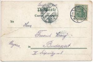 1914 Köln, Cologne; Café Borussia. Hohenzollernring 66. / cafe interior. Art Nouveau, litho (tear)