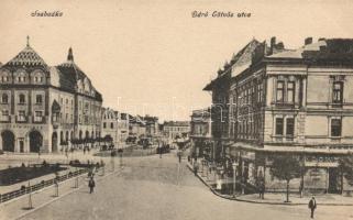 Subotica, street, shops, Szabadka, Báró Eötvös utca, Taussig Vilmos és a Lőwy Testvérek üzlete,