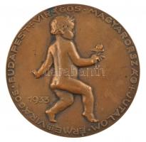 Reményi József (1887-1977) 1933. &quot;Virágos Budapest virágos Magyarország jutalom érme - 1933&quot; egyoldalas, öntött bronz érem (92mm) T:2 TP.: 2243.