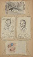 Kb. 123 db RÉGI (hosszú címzésesek is, legrégebbi 1898-as) képeslap szecessziós régi albumban, vegye...