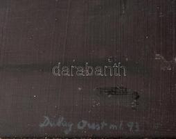 Dubay Orest (1919-2005): Absztrakt kompozíció, 1993. Olaj, farost. Jelzett, fa keretben, 59x45 cm