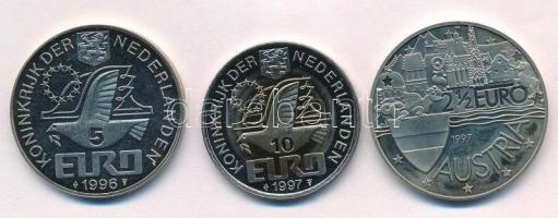 Ausztria 1997. 2 1/2E Cu-Ni "Gustav Klimt" + Hollandia 1996. 5E Cu-Ni "Constantijn Hu...