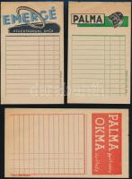 Vegyes számolócédula tétel, 8 db (Meinl kávé, Palma, Apenta, stb.)