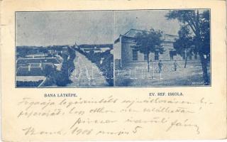 1908 Bana (Komárom), Református iskola, kerékpárosok, Fő utca (EK)