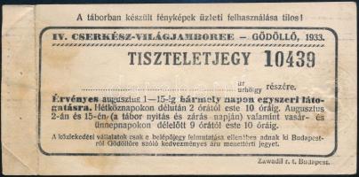 1933 Gödöllő, IV. Cserkész-világjamboree tiszteletjegy