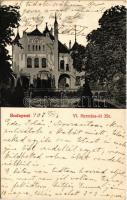 1907 Budapest XIV. Sipeki Balás Villa. Hermina út 35c. (ma Hermina út 47.) Lechner Ödön tervezte