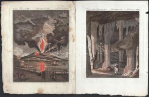 Jacob Xaver Schmuzer (1713-1775): Természeti jelenségek és képződmények, 4 db. Színezett rézmetszet,...