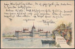 1899 Bp., Olaszországba küldött levelezőlap a Parlament látképével