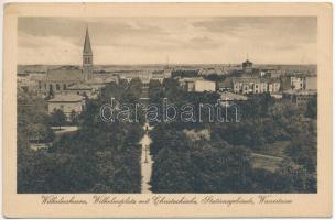 1914 Wilhelmshaven, Wilhelmplatz mit Christuskirche, Stationsgebäude, Wasserturm / square, church, railway station, water tower (EK)