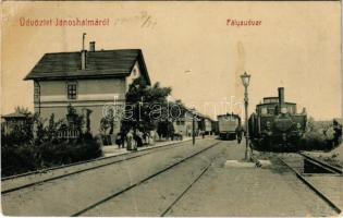 1909 Jánoshalma, pályaudvar, vasútállomás, gőzmozdony, vonat. W.L. 1904. (EK)