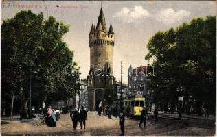 1913 Frankfurt, Eschenheimer Turm / tower, tram (fa)