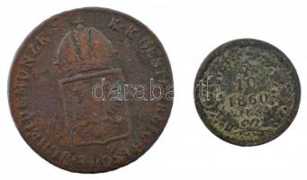 1816O 1kr Cu + Ausztria 1860E 5/10kr Cu T:2,2- patina, ph
Hungary 1816O 1 Kreuzer Cu + Austria 1860...