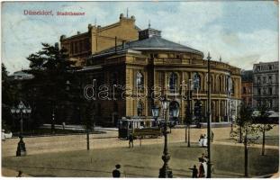 1914 Düsseldorf, Stadttheater / theatre, tram (tear)